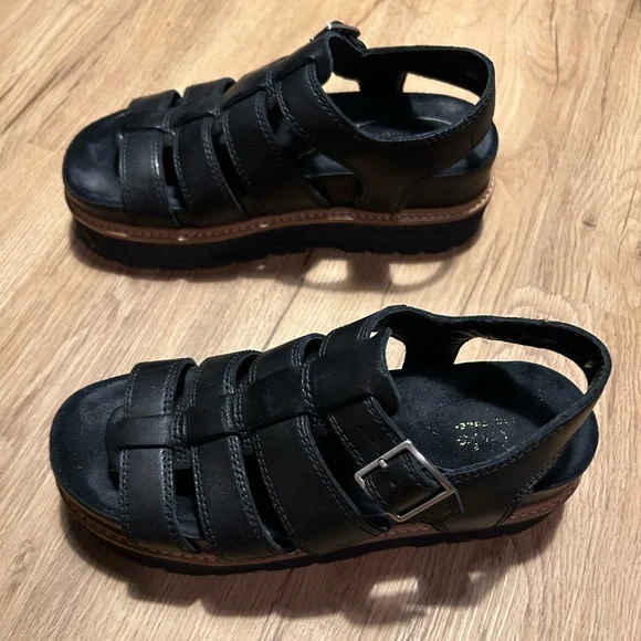 Clarks Orianna Twist Black Leather Sandals - Picture 4 of 7